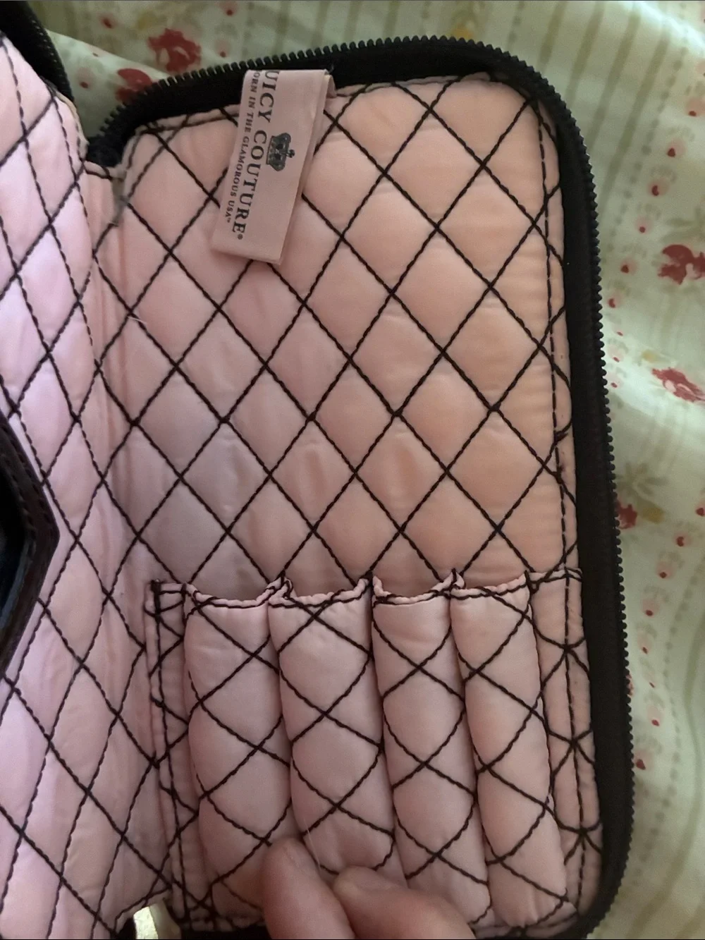 Y2K VINTAGE JUICY COUTURE Striped Pink MAKEUP BRUSH BAG